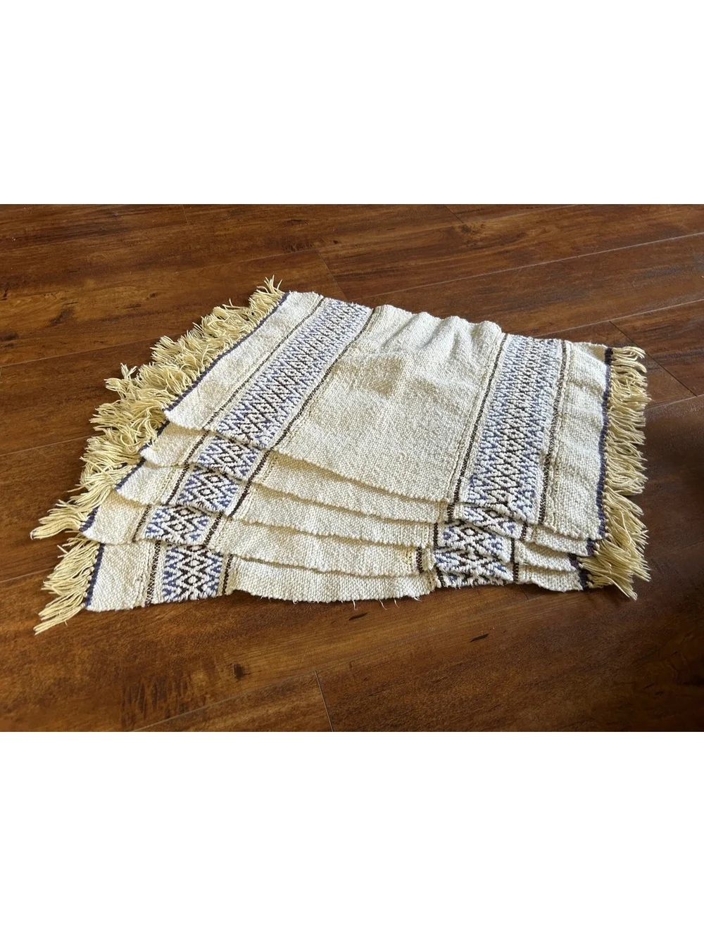 Handwoven Bohemian Style Placemat with Fringe Edges Set of 5